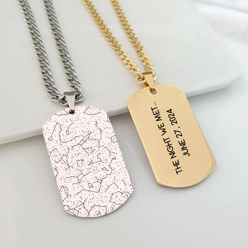 Personalized Dog Tag Necklace Customized Star Chart And Date Anniversary Gift