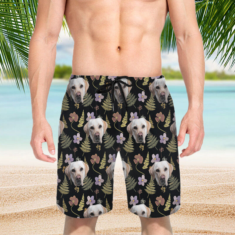 Personalized Picture Men's Beach Shorts Simple Design Gift for Family