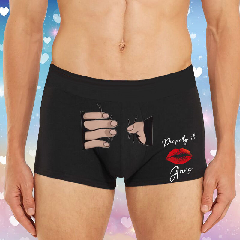 Personalisierte Namen Herrenunterwäsche Boxershorts mit einem Handmuster Kreatives Geschenk zum Valentinstag