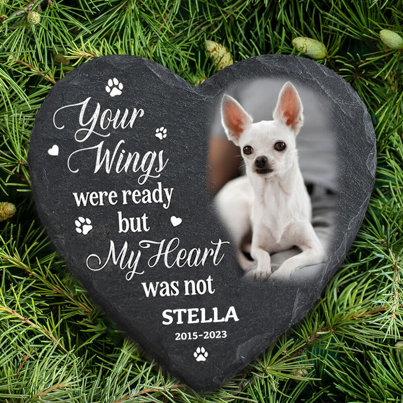 Custom Heart Shaped Memorial Stone Pet Tombstone Photo Frame Gift for Pet Owners