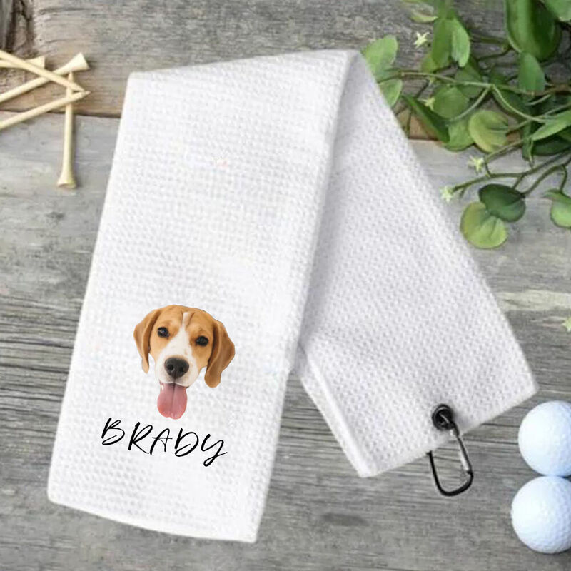 Personalized Golf Towel with Pet Photo and Name for Birthday Gifts for Pet Owners