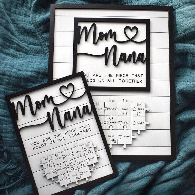 Personalized Name Puzzle Frame Mom and Nana Sign Warm Design Exquisite Gift for Mother's Day