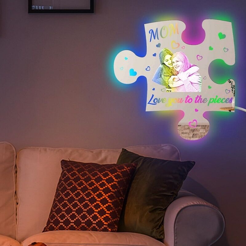 Personalized Jigsaw Mirror Light Customized Photo Mother's Day Gift