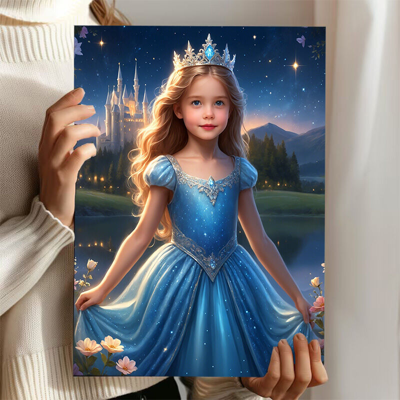 Personalized Princess Portraits with Custom Face Swap Dreamy Present for Girl