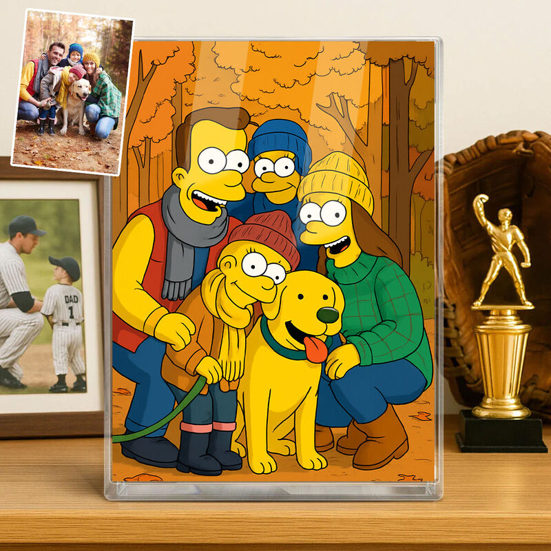 Personalisierte Simpsons Foto-Stil Acryl-Plakette Geschenk für Familie