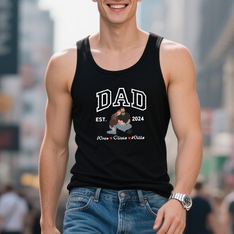 Personalized Tank Top Custom Family Photo with Your Message Design Perfect Father's Day Gift