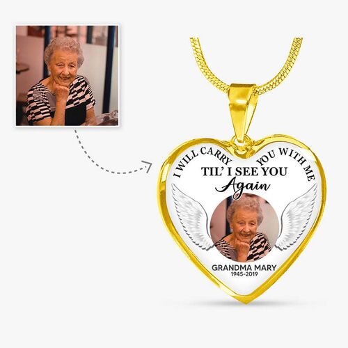"I Will Carry You With Me" Luxury Heart Custom Photo Necklace
