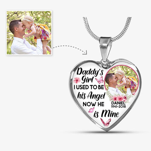 "I Used To Be His Angel Now He Is Mine" Unique Personalized Memorial Necklace