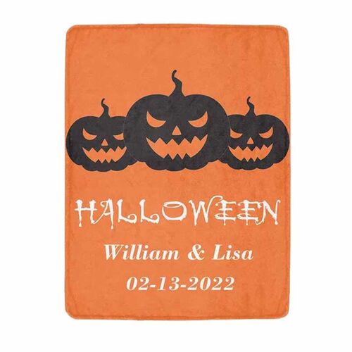 Custom Blanket with Text Personalized Halloween Gift For Couple