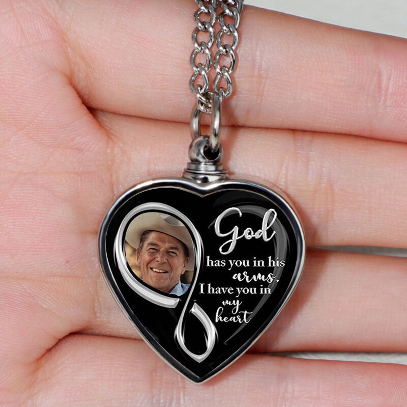 "I  Have You in My Heart" Personalized Picture Memorial Urn Necklace