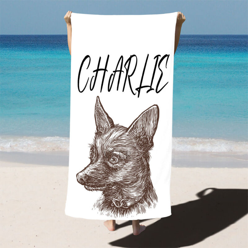 Custom Photo and Name Bath Towel Surprising Present for Pet Lover