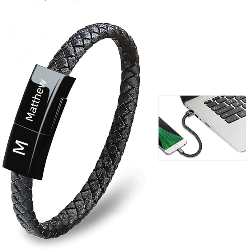 Personalized Leather Men's Bracelet Fast Charging Data Cable Creative Gift