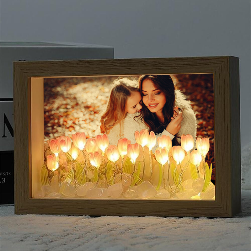 Personalized Picture Night Light with Tulips Creative Gift for Family