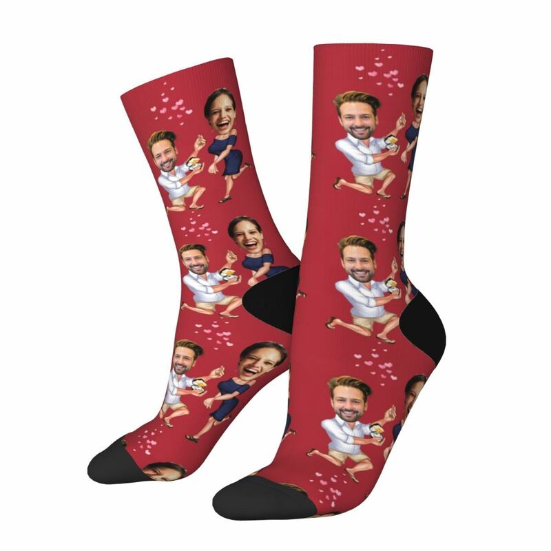 Chaussettes Personnalisées Couple Photo  Chaussettes drôles pour demande en mariage