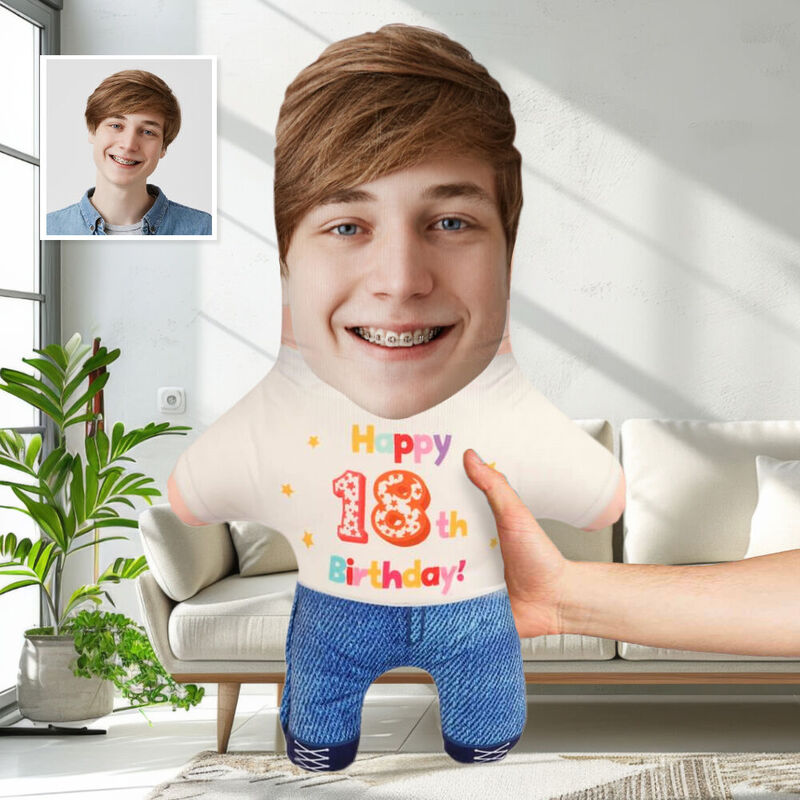 "Happy 18th Birthday" Custom Face Pillow