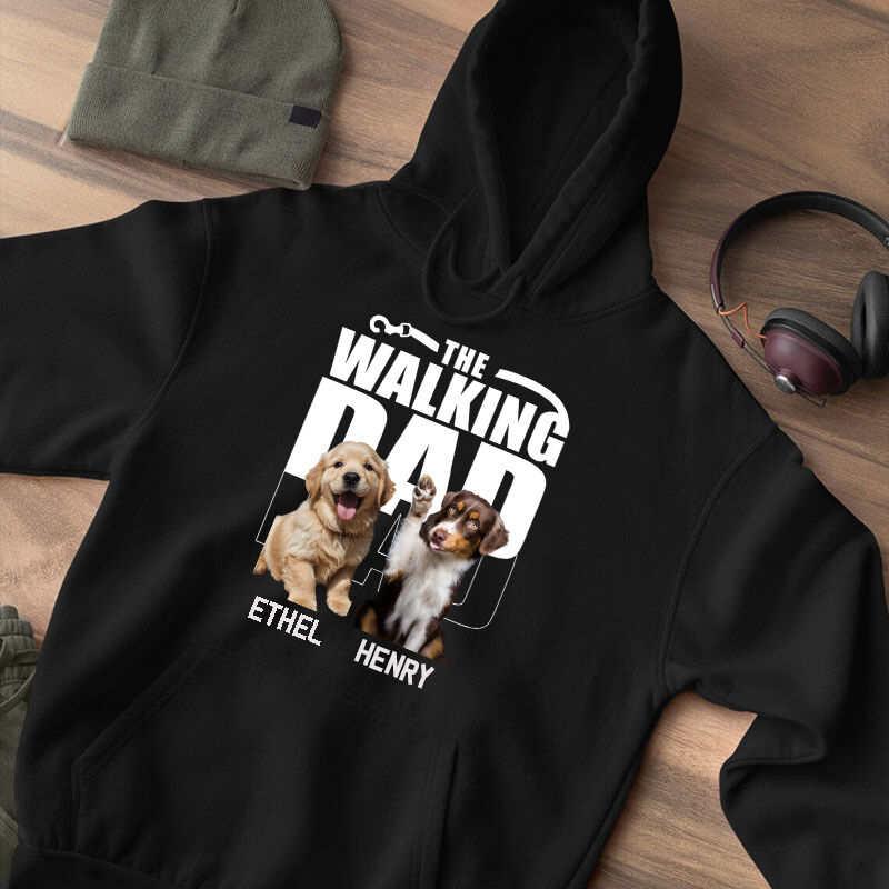 Personalized Hoodie The Walking Dad Custom Your Dog Photos Perfect Father's Day Gift for Pet Lovers