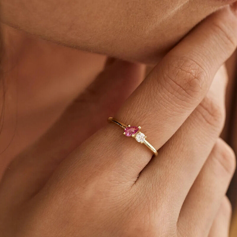 Personalisierte Birthstone Ring Schönes Geschenk für Paare