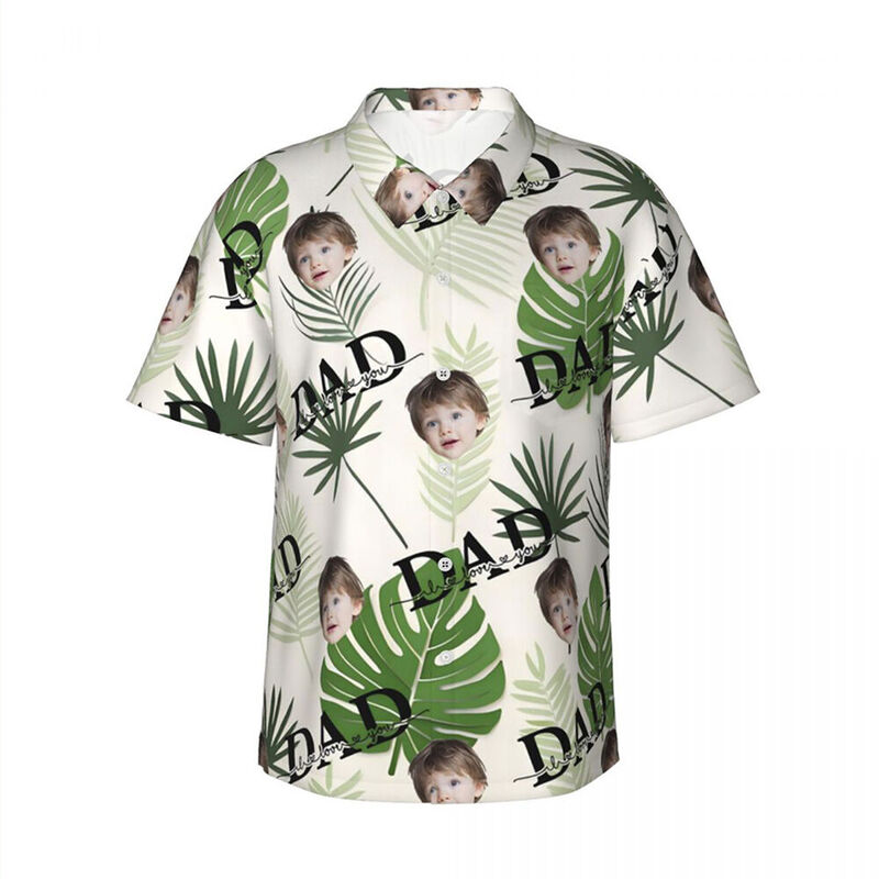 Personalized Hawaiian Shirts Custom Made with Kid Photo Casual Tops Holiday Gifts for Dad