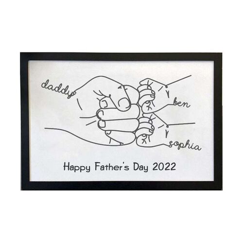 Personalisierte Daddy & Zwillinge Hand gezeichneten Rahmen