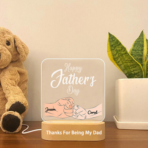 Personalisierte Acryl Plaque-Lampe mit benutzerdefinierten Namen Fist Bump großes Geschenk für Papa