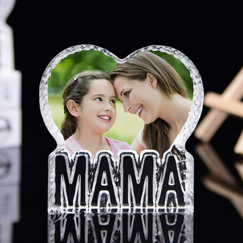 Custom Heart shape Photo Crystal Frame For Mama