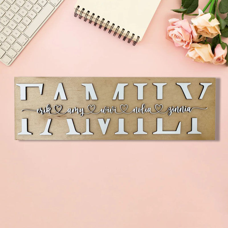 Personalized 3D Family Name Plaque Wall Decoration Christmas Gift