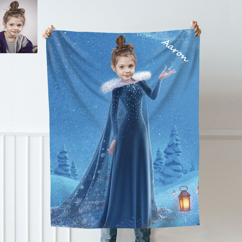 Personalized Photo Blanket With Ice And Snow Gift For Girl Warm Winter Gift For Daughter