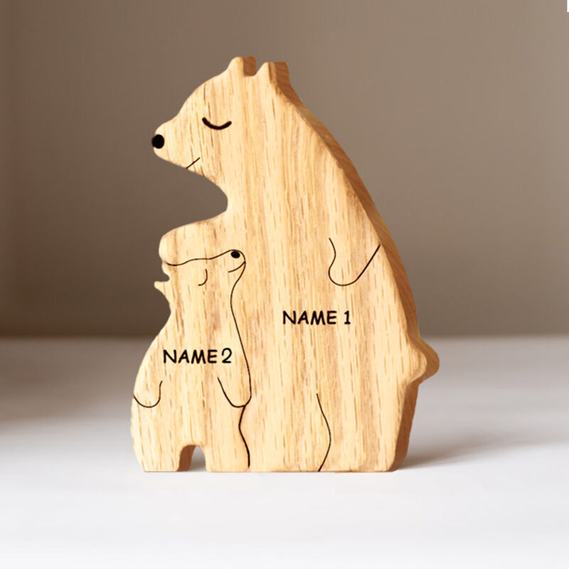 Personalized Little Bear Custom Names Wooden Puzzle Warm Gift for Kids