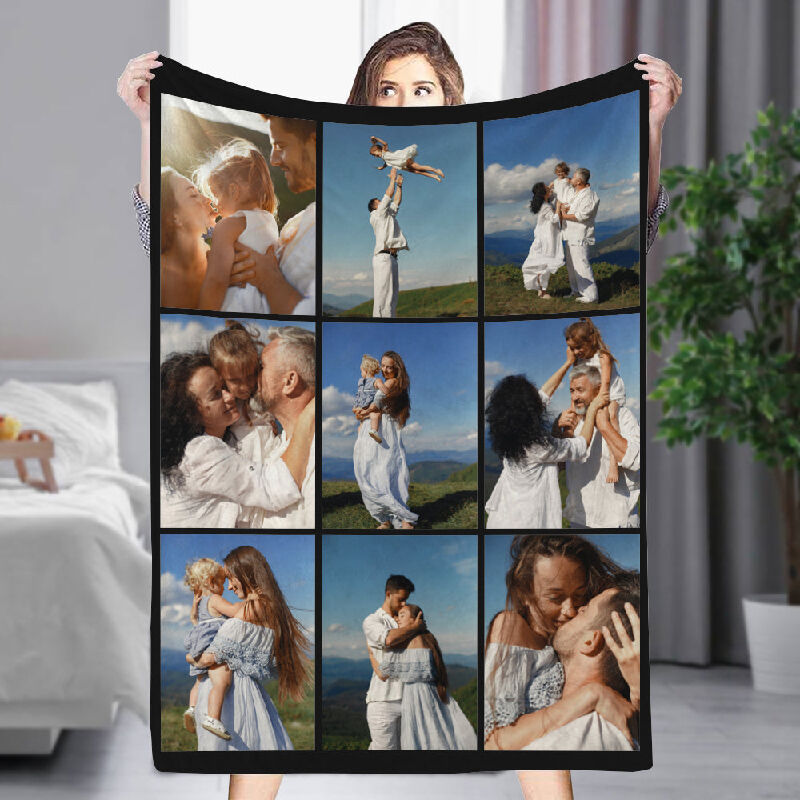 Personalized Picture Blanket Simple Design Gift for Dear Family