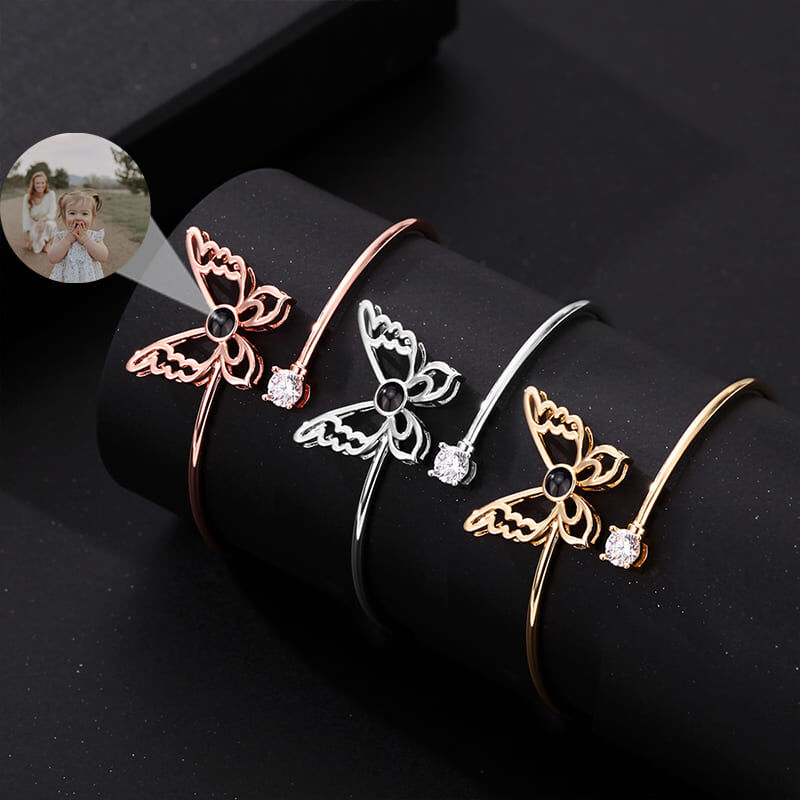 Gepersonaliseerde Projectie Armband Met Vlinder Hanger Prachtig Cadeau Voor Vrouw