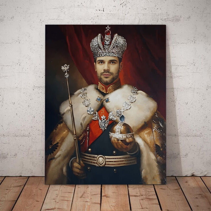 Personalized King Portraits with Custom Face Swap Elegant Gift for Family