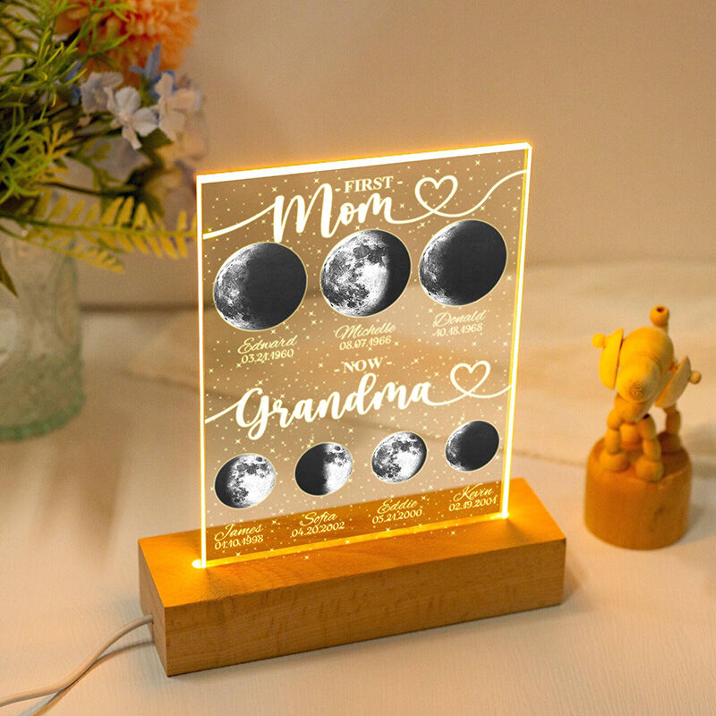Personalized Moon Phase Picture Night Light with Custom Name Wonderful Present for Parents