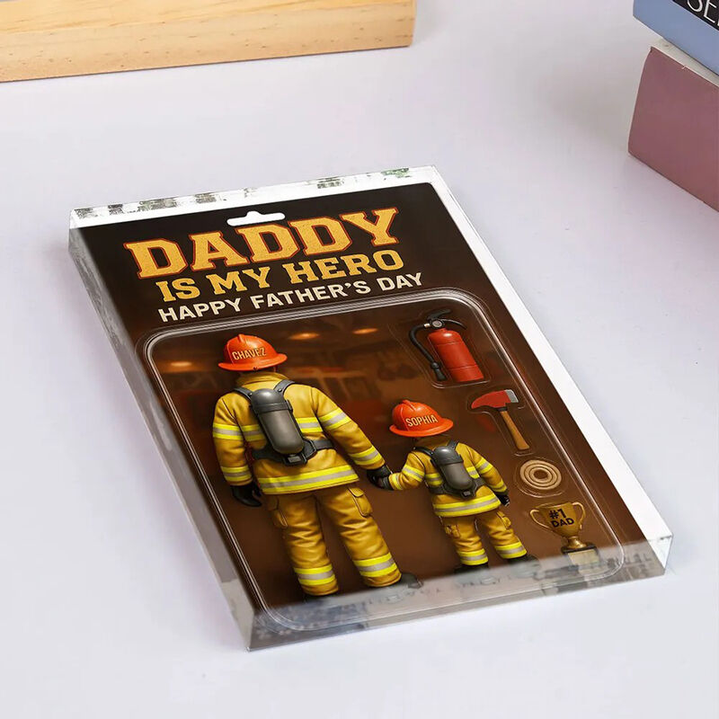 Targa personalizzata in acrilico con figura di vigile del fuoco Miglior regalo per papà