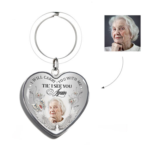 "Ti Porterò Con Me" Portachiavi Commemorativo Personalizzato Con Foto
