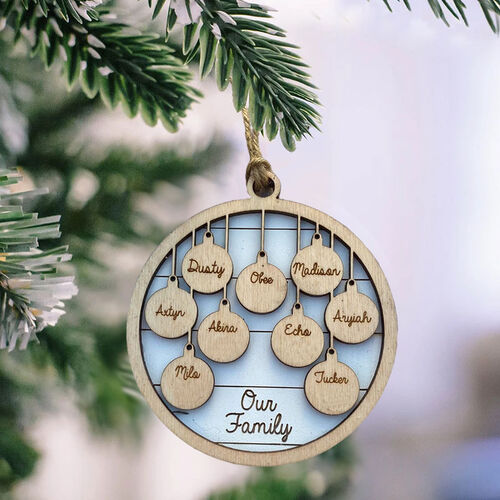 Decoración navideña personalizada con nombre de familia grabado bola colgante para navidad