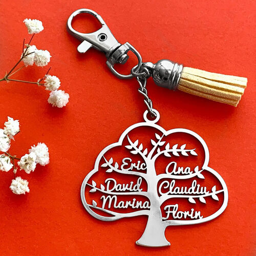 Personalized Custom Name Tree of Life Keychain for Mom