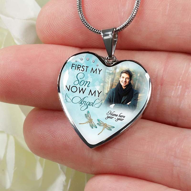"First My Son Now My Angel" Custom Photo Necklace
