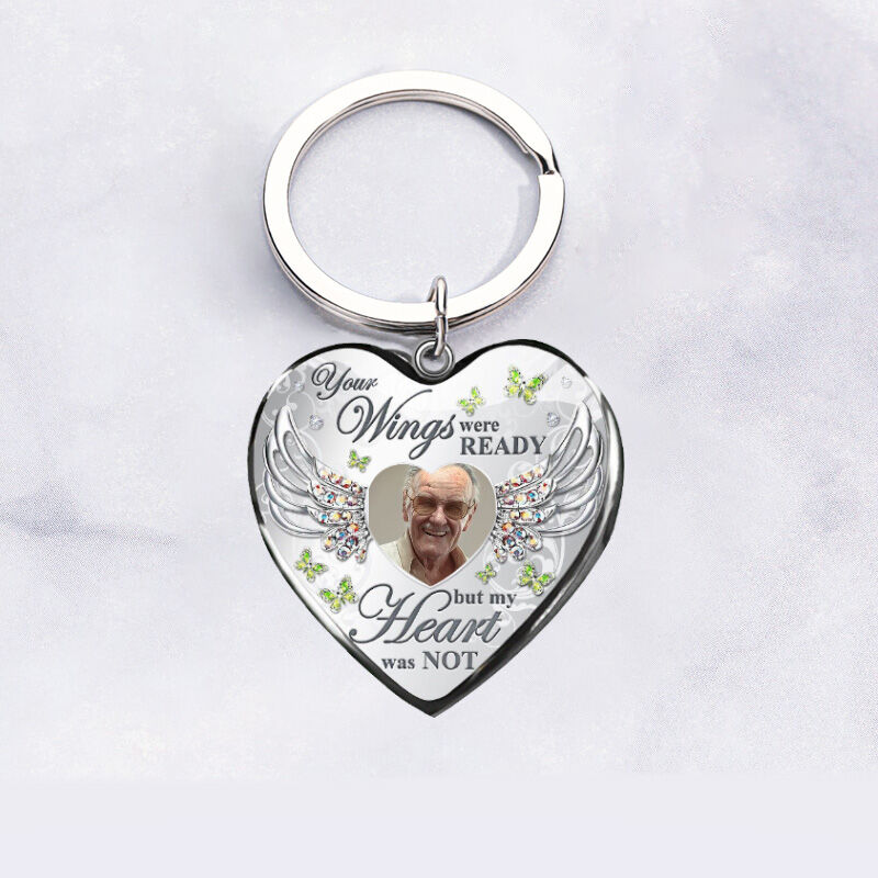 "Your Wings were ready" Personalized Memorial Photo Keychain