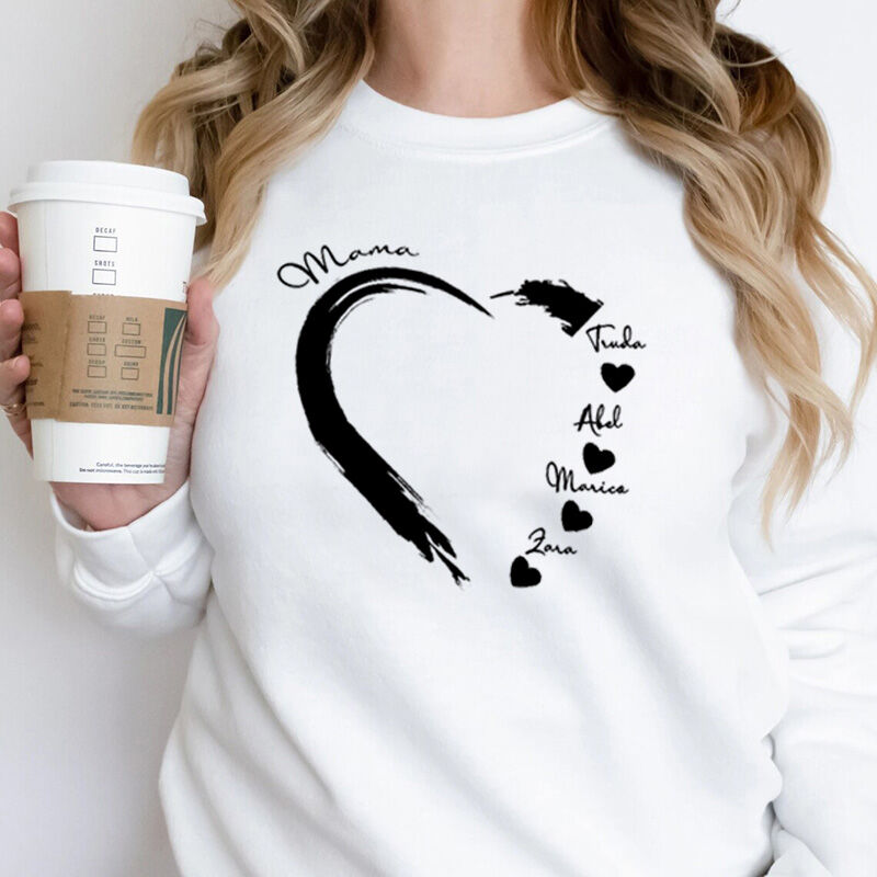 Personalized Sweatshirt with Custom Name of Heart for Mother's Day