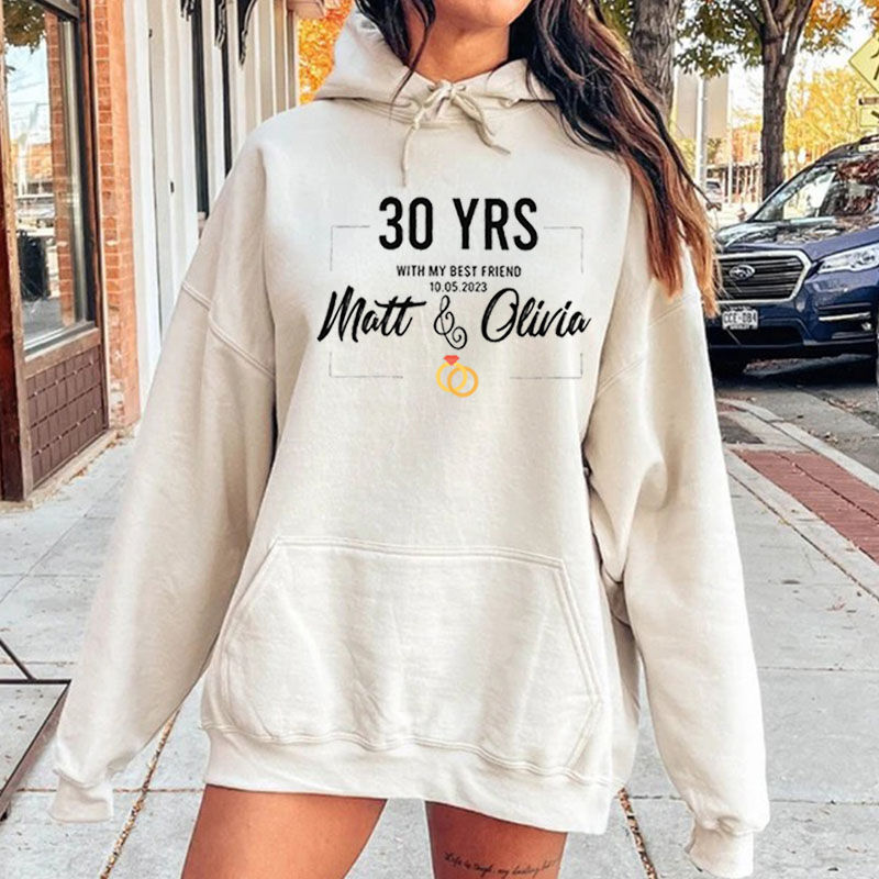 Personalized Hoodie with Custom Name and Date Unique Anniversary Design for Best Wife