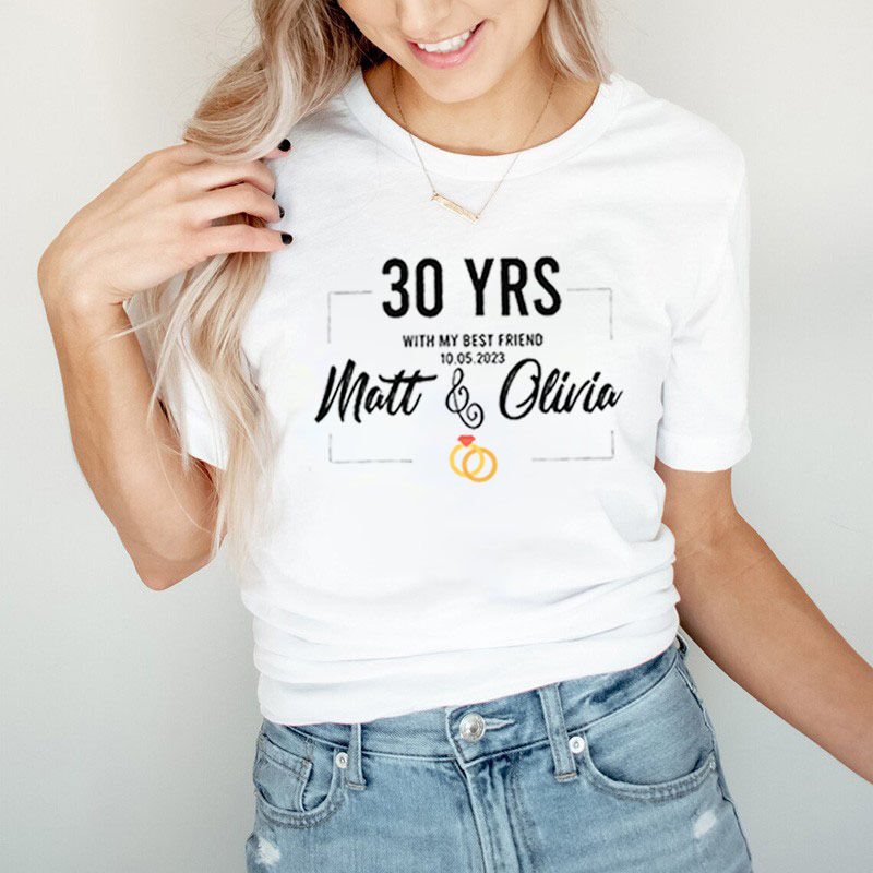 Personalized T-shirt with Custom Name and Date Unique Anniversary Design for Best Wife