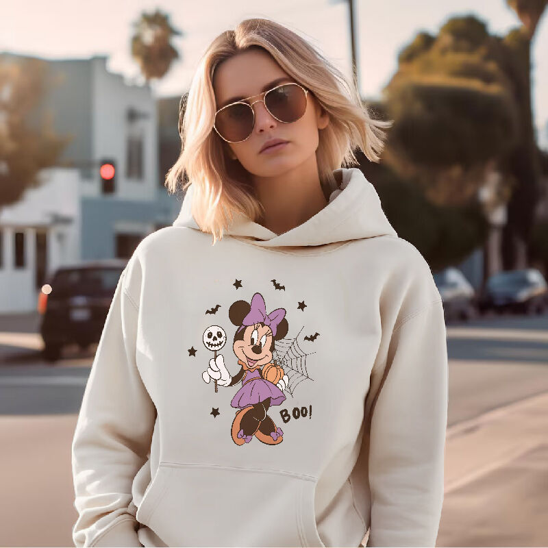 Fashionable Hoodie with Mickey Mouse Pattern Holding Skull Wand Cute Gift for Kids