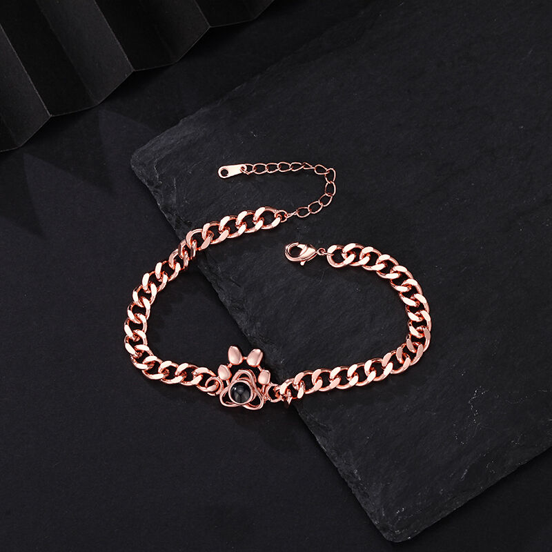 Personalized Projection Picture Bracelet With Paw Pendant Christmas Gift For Pet Lovers