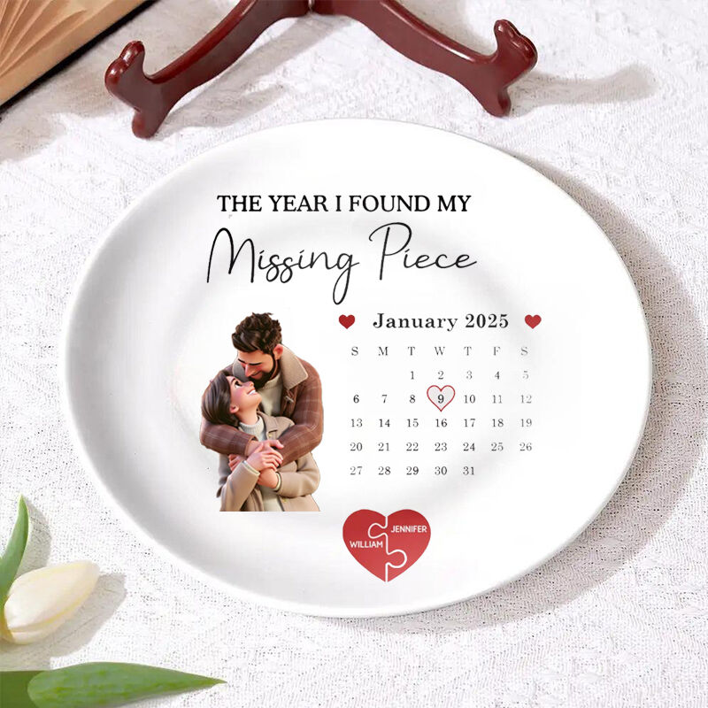 Personalized Picture Plate Cartoon Style Cute Gift for Couples