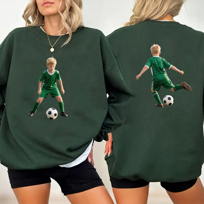 Personalized Sweatshirt Custom Front and Back Photos Capture The Moments Perfect Gift for Mom Sports Lovers