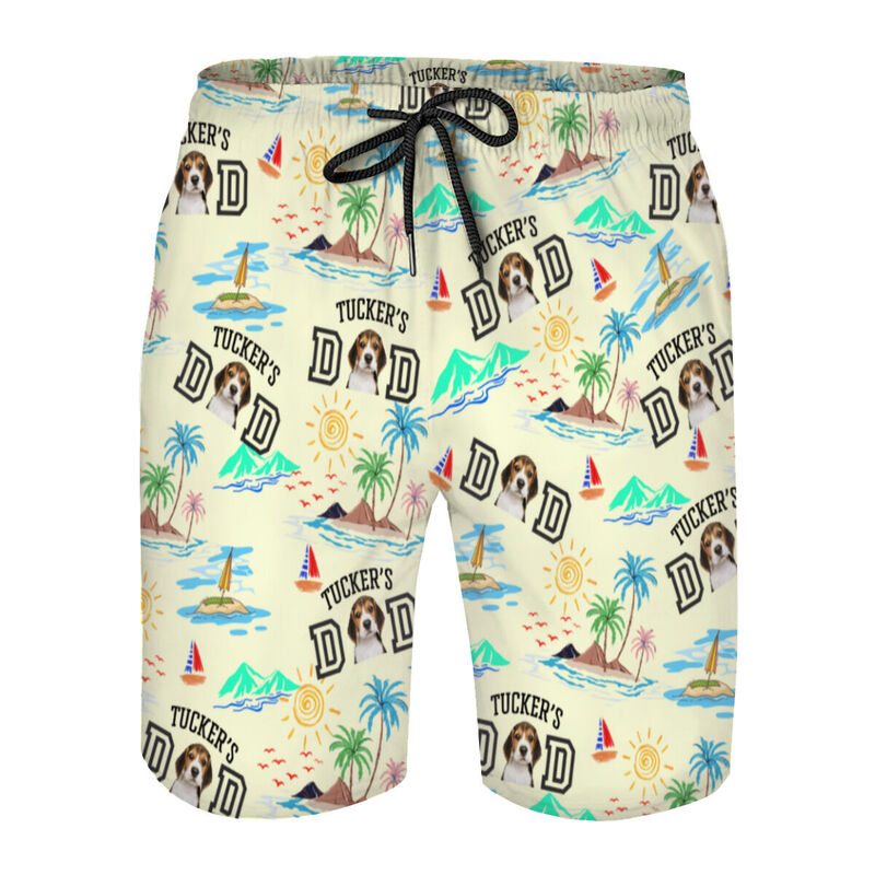 Pantaloncini da spiaggia da uomo personalizzati con foto e motivo a sole Regalo interessante per papà