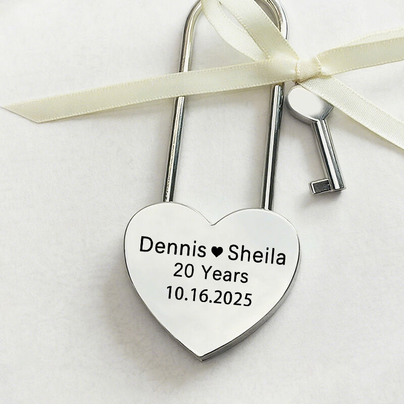 Lucchetto a forma di cuore personalizzato con nomi personalizzati e data commemorativa unica Regalo di anniversario per coppie
