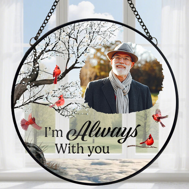 Personalized Stained Glass Window Hanging Suncatcher Custom Photo Memorial Gift for Family Members
