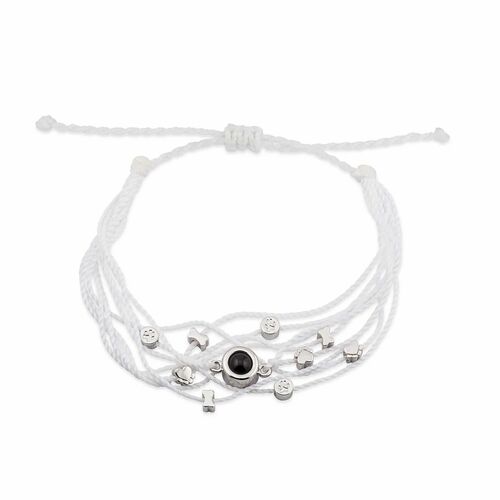 Pulseras blancas con foto proyección de cuerda trenzada irregular con colgante de mascota