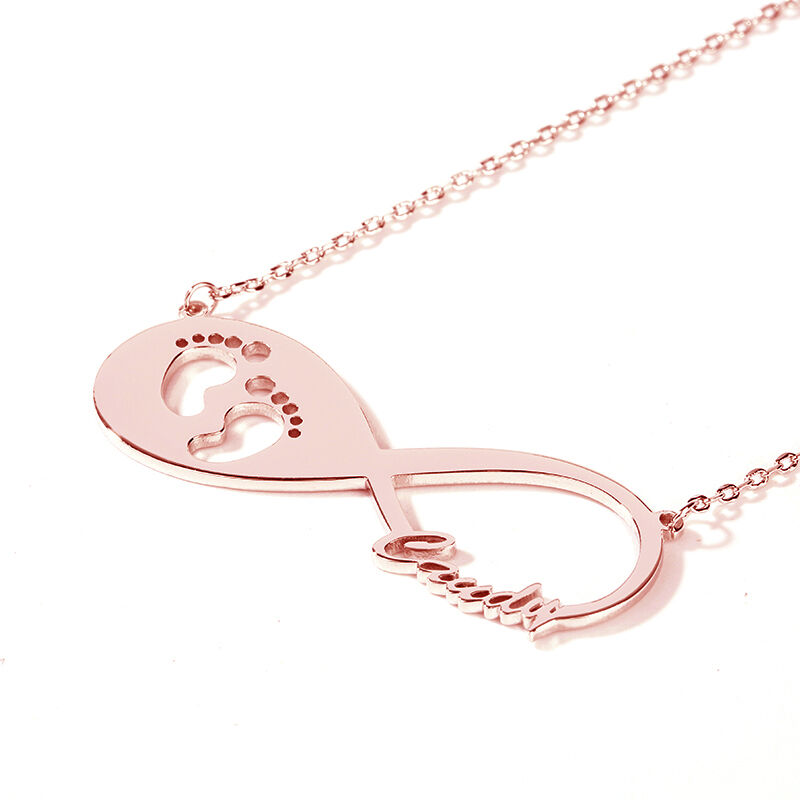 "Unstoppable Love" Baby Footprint Infinity Name Necklace